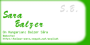 sara balzer business card